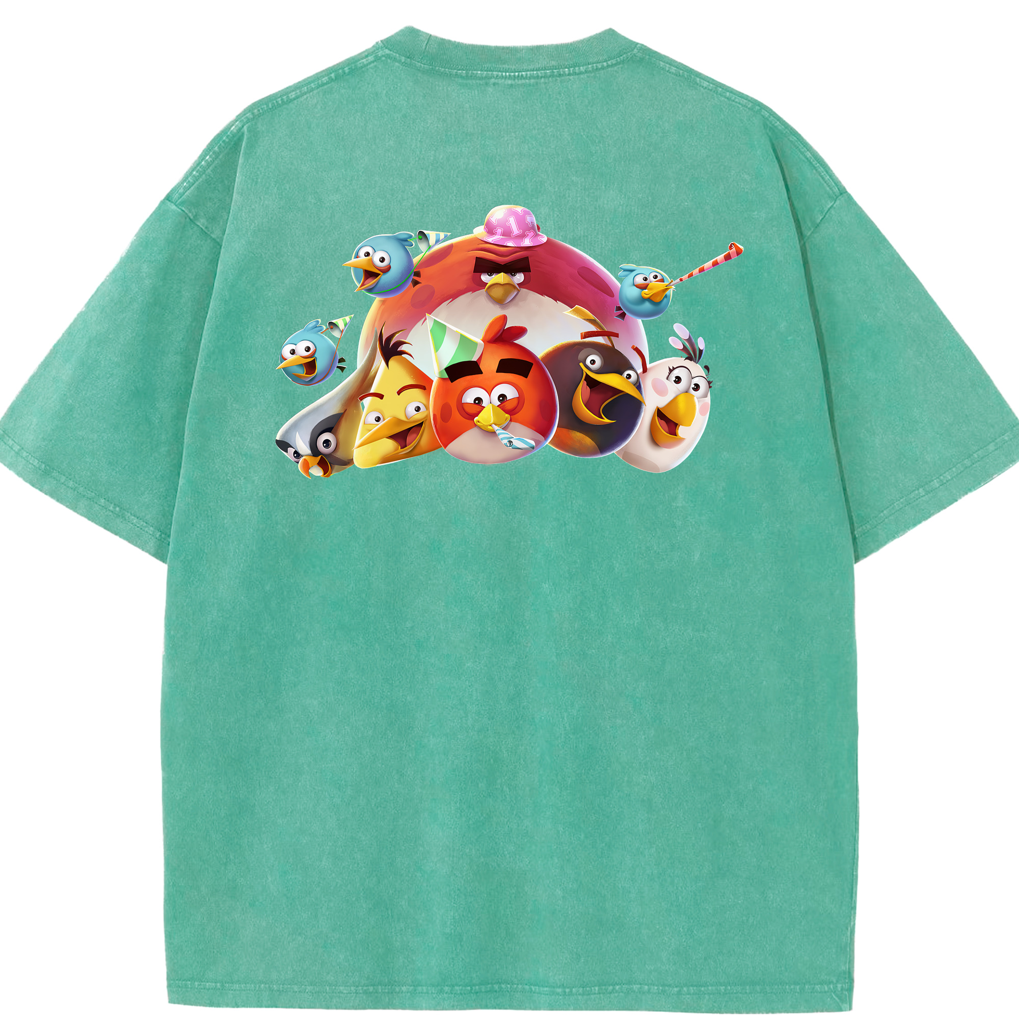 （画像用） Angry Birds アングリーバード 綿100% ヴィンテージ風 半袖Tシャツ（背面プリント）
